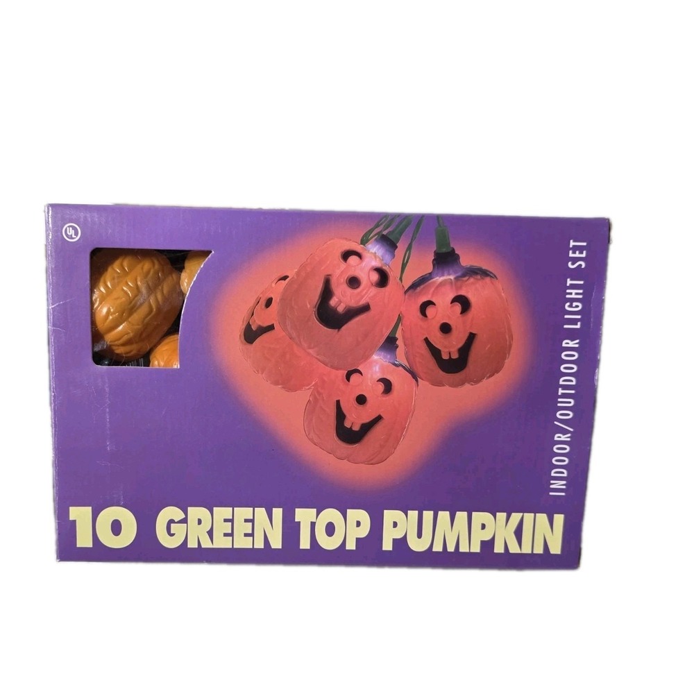 Vintage  10 Light Pumpkin Jack-O-Lantern Halloween Indoor/Outdoor Lot Of 2 Boxes